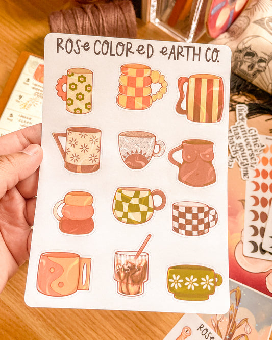 Coffee Cups Sticker Sheet