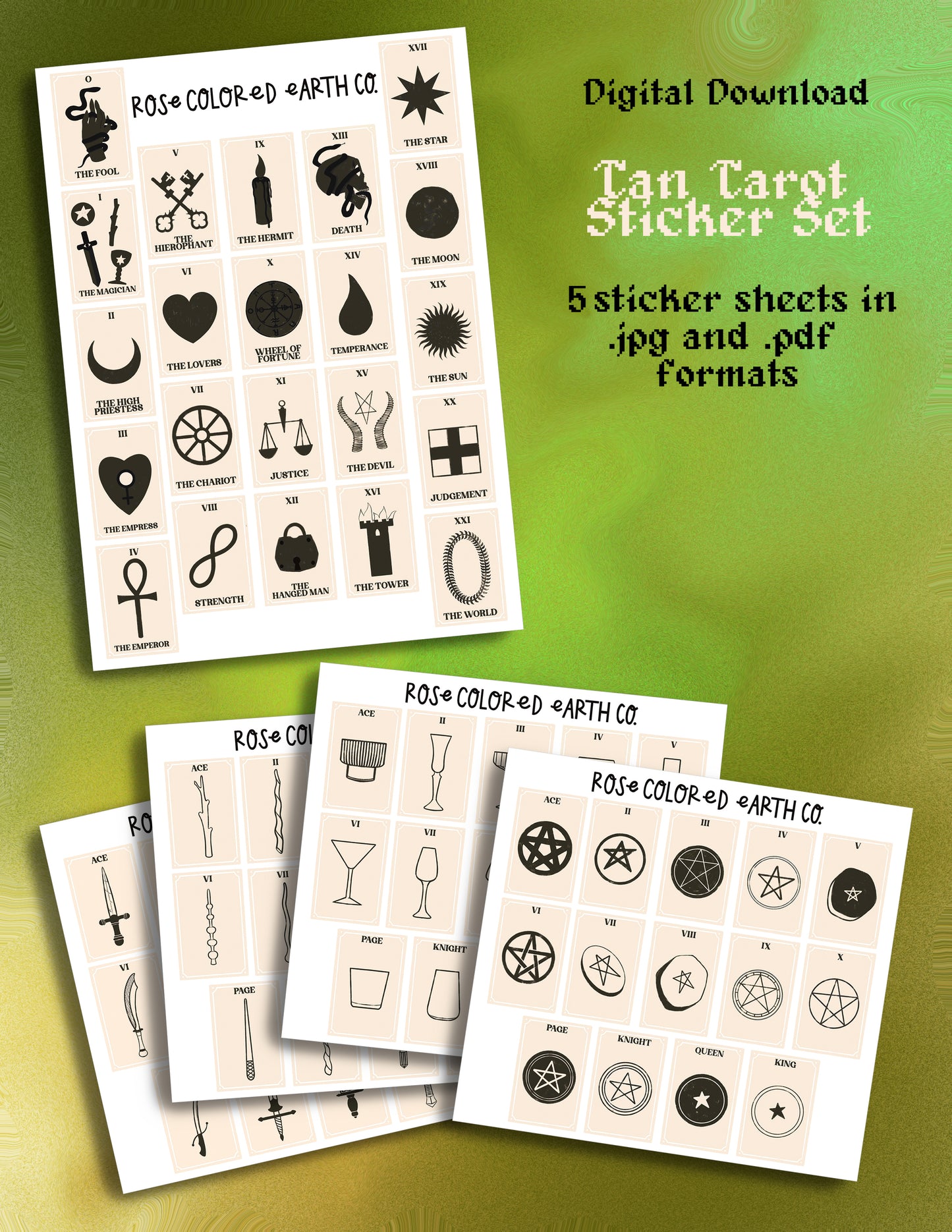 Tan Tarot Stickers